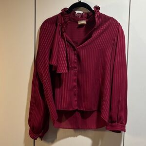 Elegant Maroon Striped‎ Blouse
